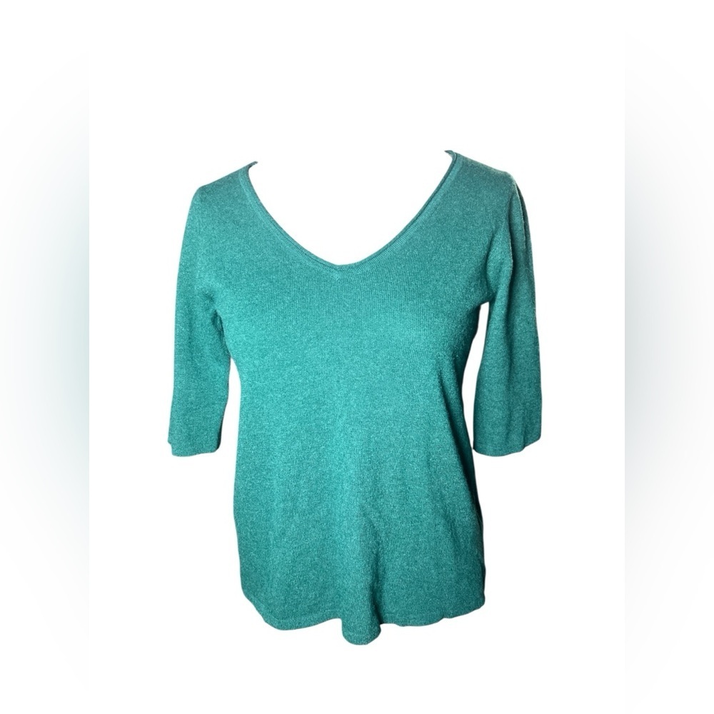 Eileen Fisher Forest Green wool cashmere blend Knit Top XS